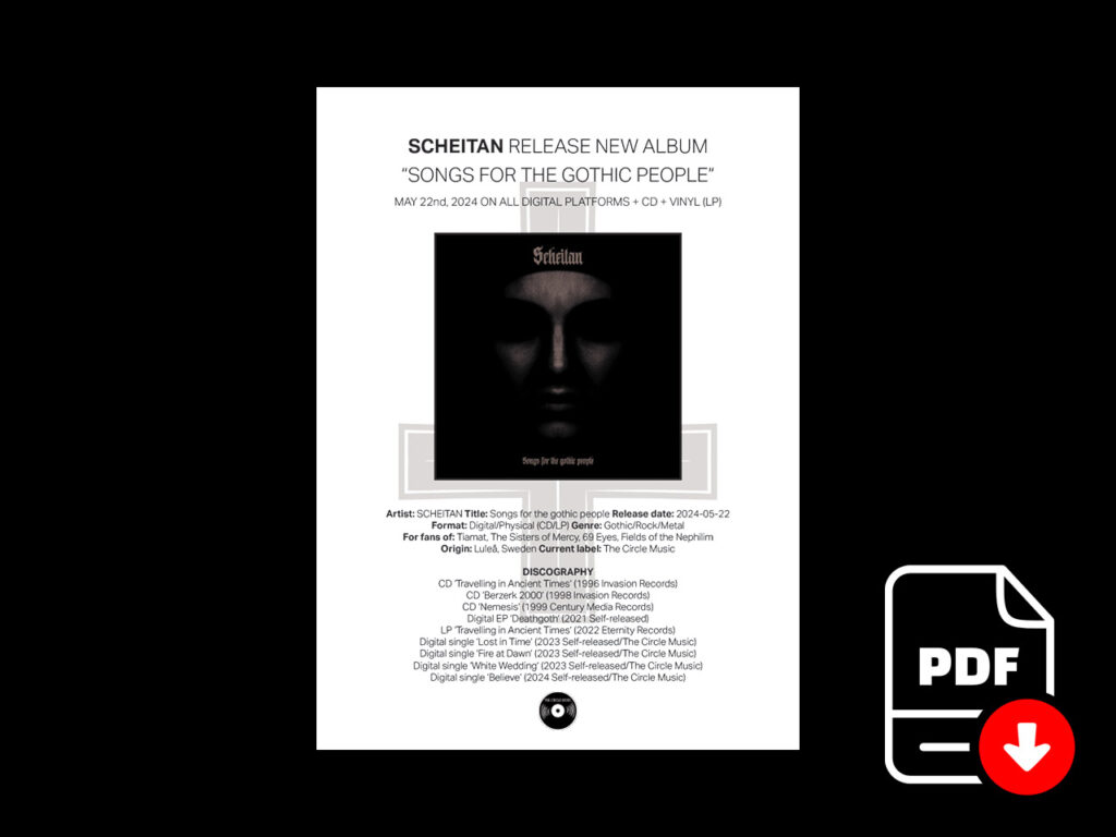 Scheitan, promosheet, songs for the gothic people